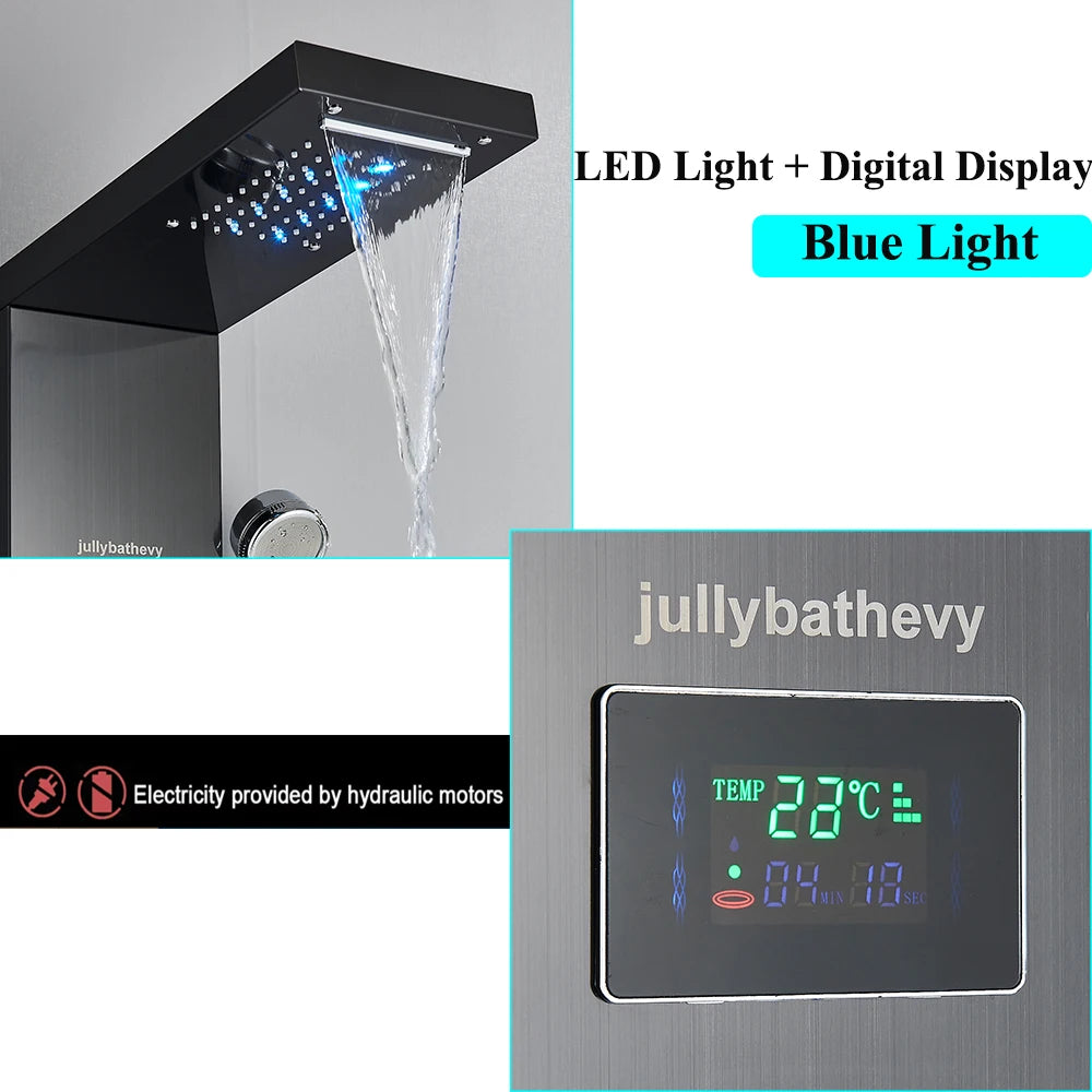 Led Shower Panel Tower System Rain Waterfall Shower