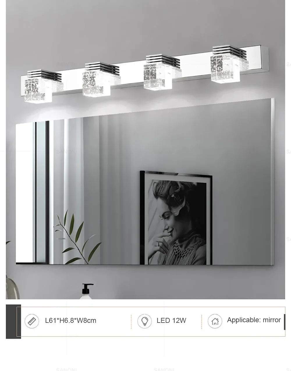Modern Led Wall Lamp Crystal Sconce Living Dining