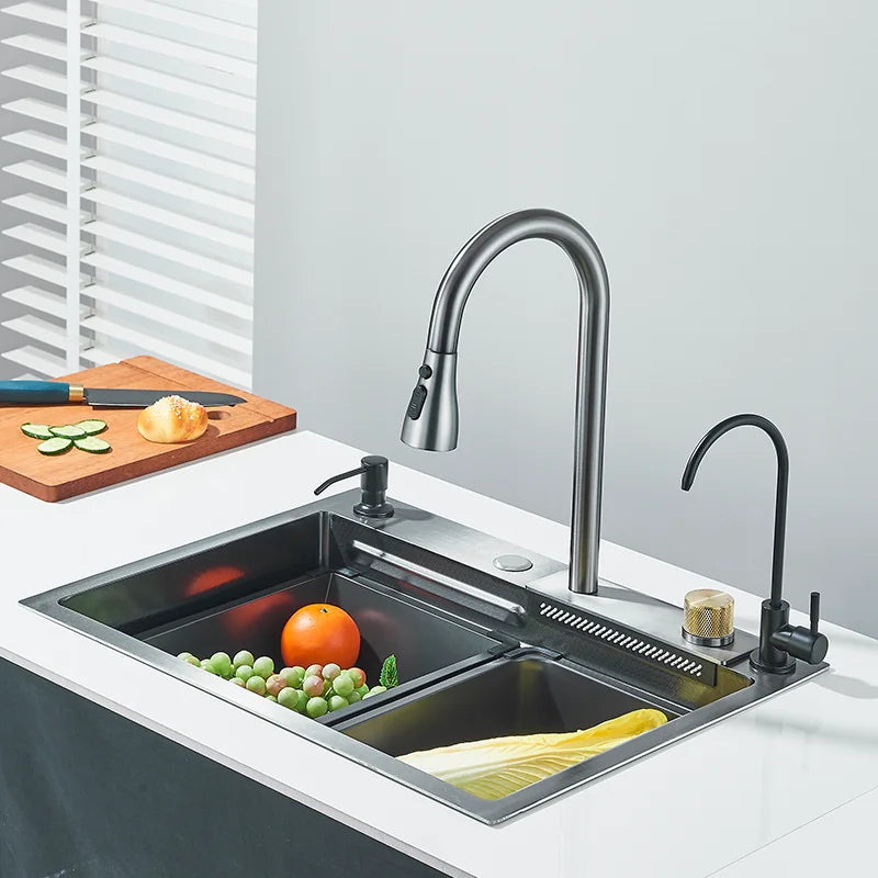 Brushed Gold 304 Stainless Steel Waterfall Style Modern