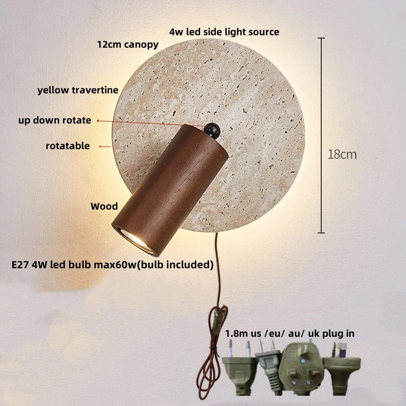 Iwhd Wood Led Wall Lamp Sconce Pull Chain