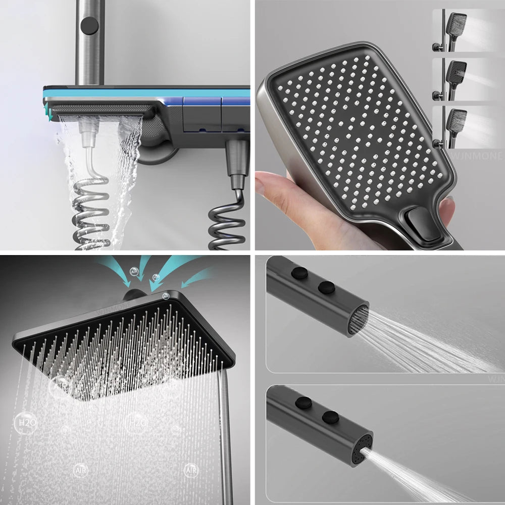 Luxury Smart Digital Temperature Shower System Bathroom Rain