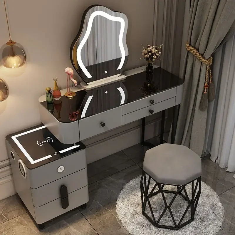 Nordic Glass Luxury Dressing Table Smart Wireless Charging