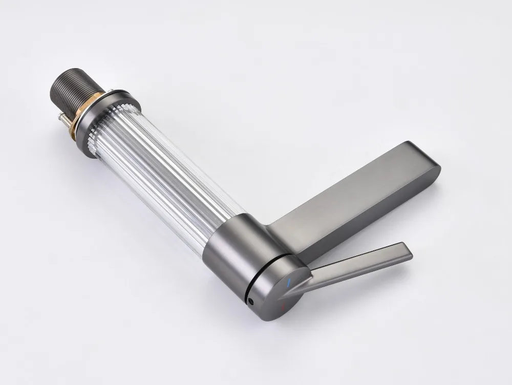 Yellow Bathroom Basin Faucet Acrylic Brass Cold Water
