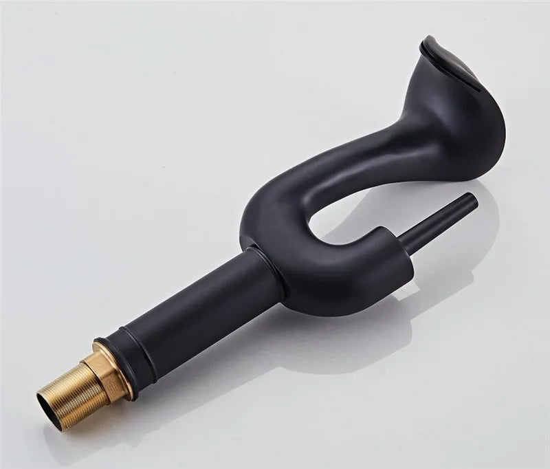 Tuqiu Black Bathroom Faucet Brass Gold Basin Faucet