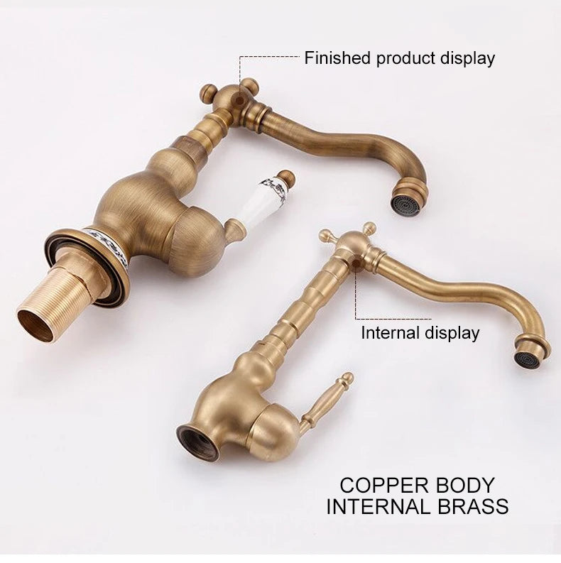 Bathroom Sink Faucet Antique Bronze 360 Degree Turn