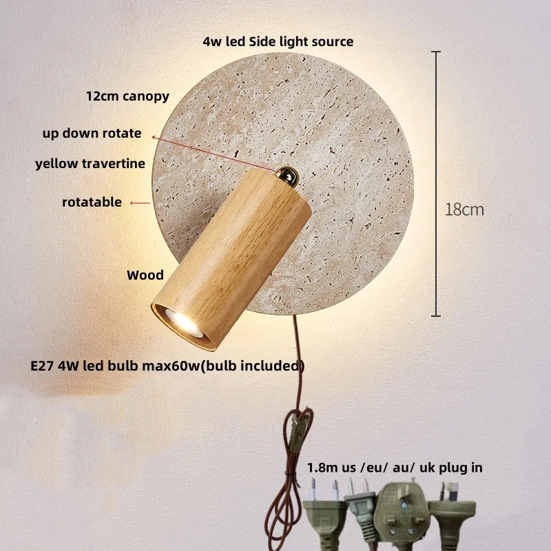 Iwhd Wood Led Wall Lamp Sconce Pull Chain