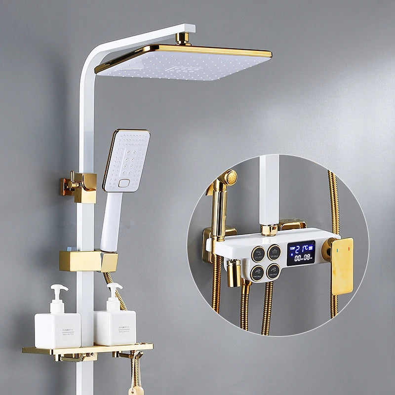 Thermostatic Bathroom Shower System Solid Brass Bathroom Faucets