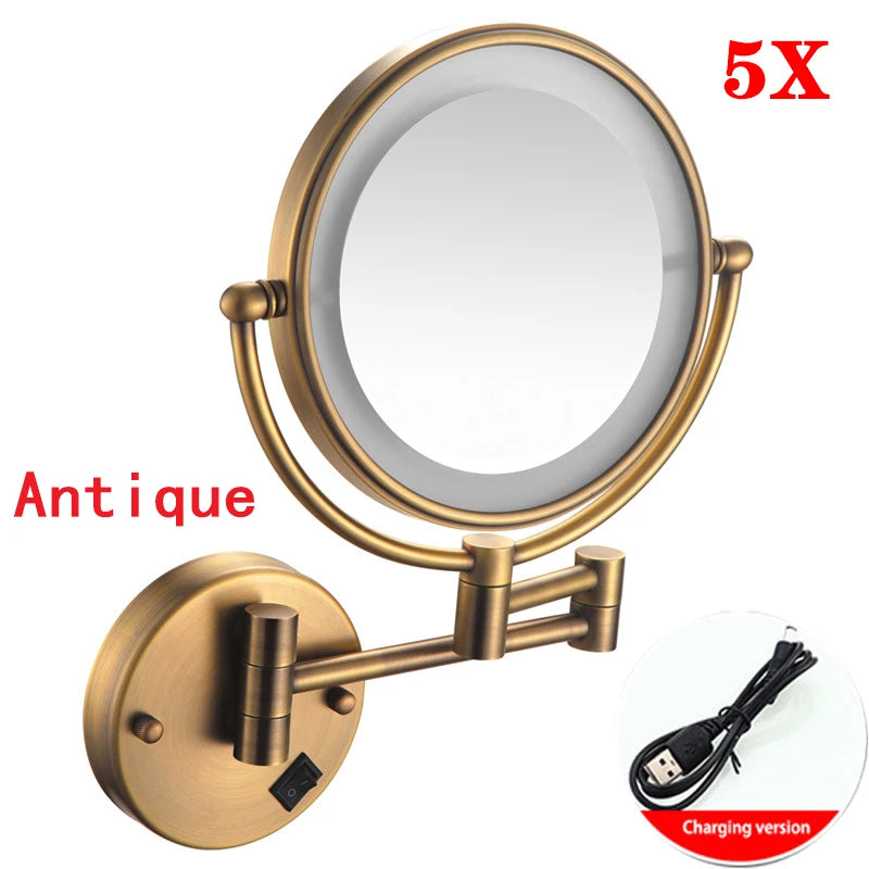 Brushed Gold Led Bathroom Mirrors Quality Brass Folding