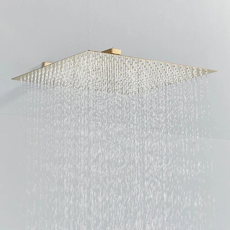 Quyanre Brushed Gold Shower Faucets Bathroom Wall Mounted