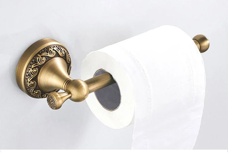 Antique Brass 2pc Bathroom Bronze Dispenser Towel Rod