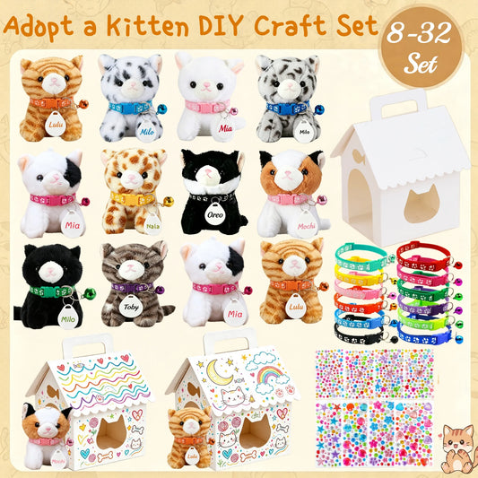 8-32set Adopt Kitten Party Favors Cat Stuffed Animals
