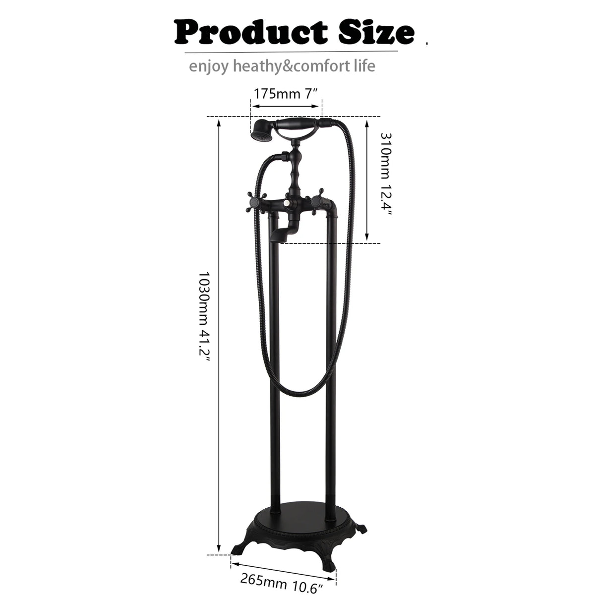 Kemaidi Freestanding Shower Faucet Bathtub Floor Mounted Tub