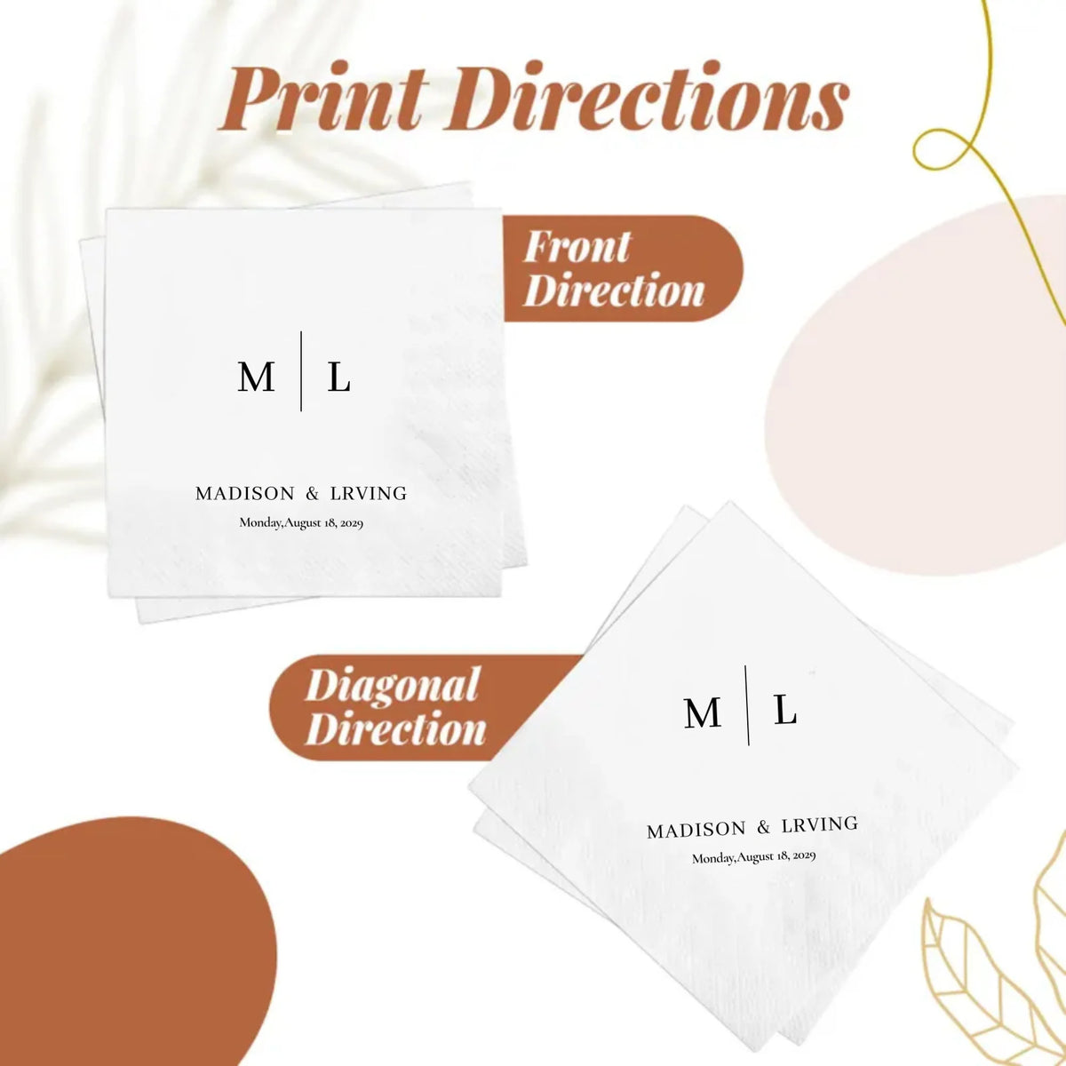 Personalized Paper Napkins Disposable Custom Wedding Napkins Of