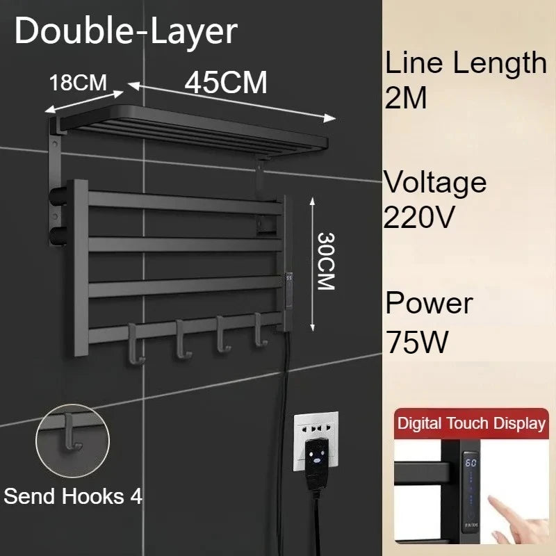 Metal Electric Heated Towel Rail Smart Disinfection Thermostat