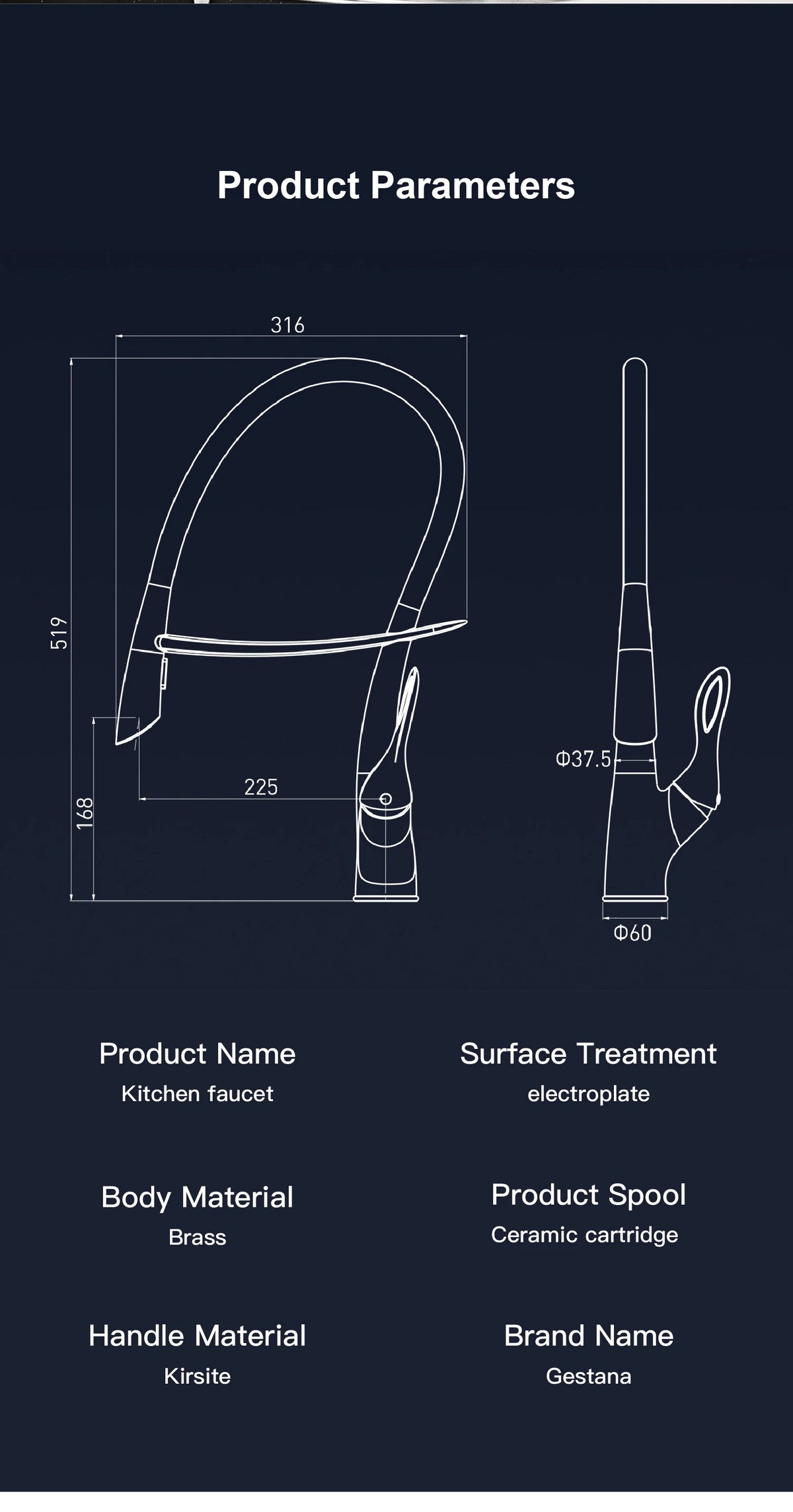 Gestan Brass Brushed Gold Faucet Touch Switch Design