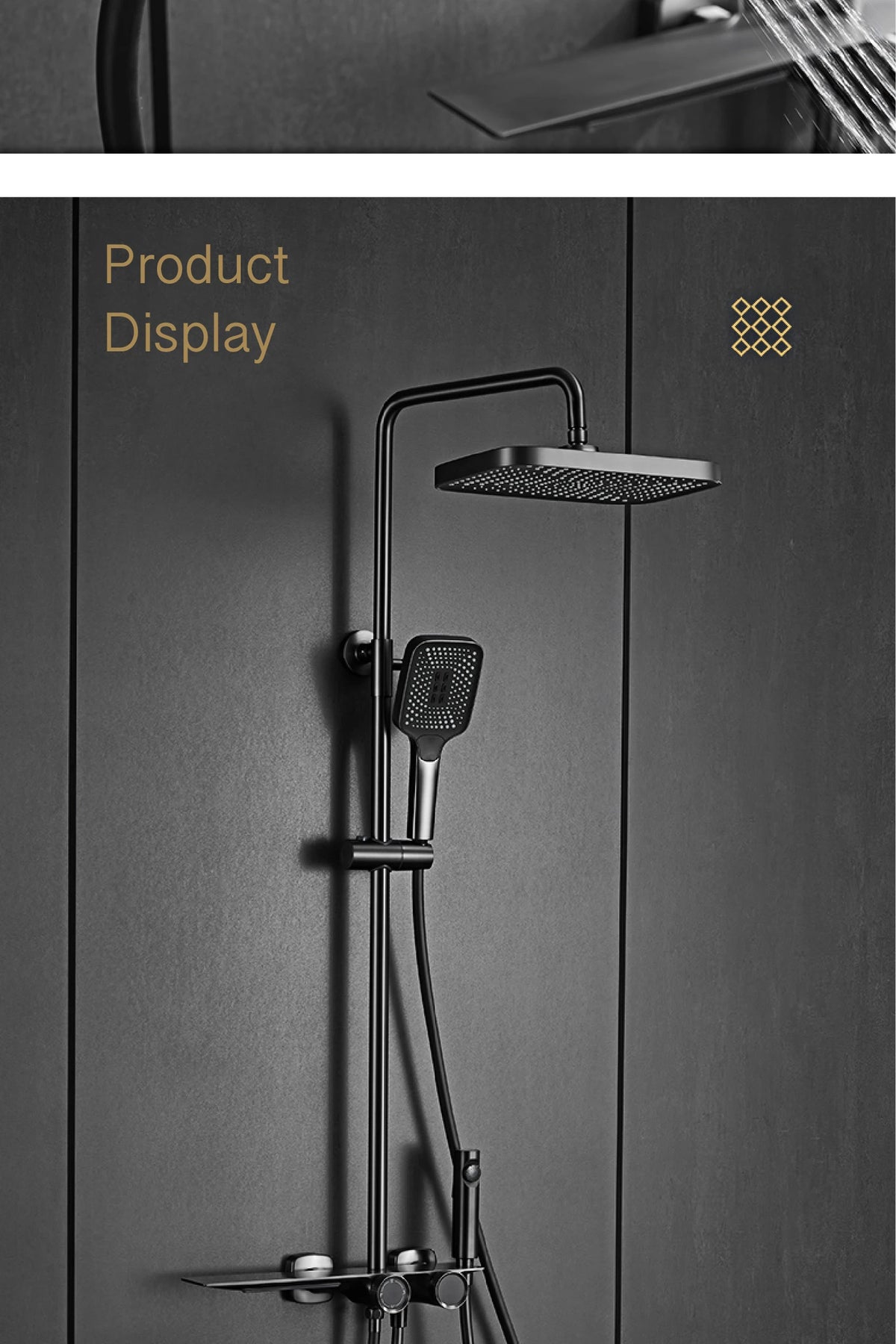 Luxury Gun Gray Brass Bathroom Shower System Digital