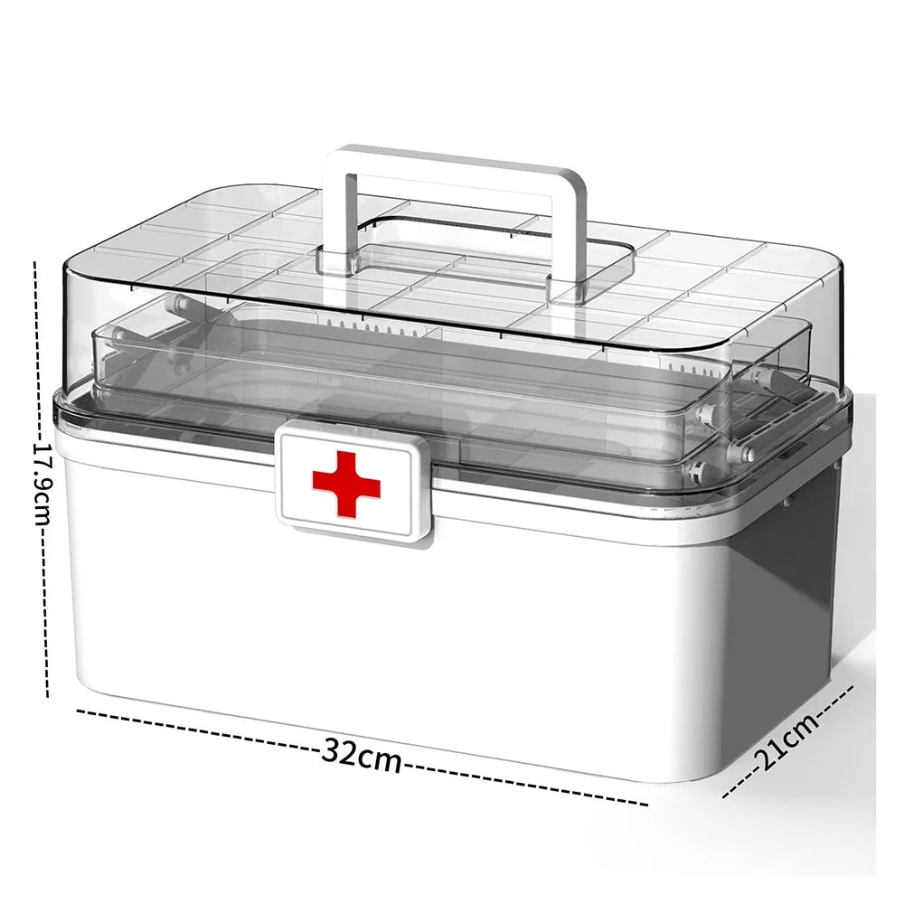 Plastic 3-Layers Medicine Box Sorting Storage Dustproof Drug