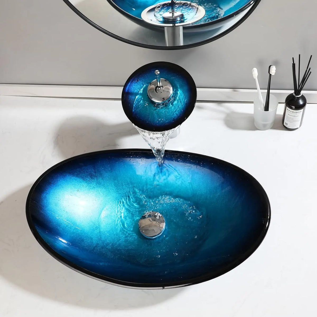 Kemaidi Bathroom Sink Countertop Basin Bowl Faucet Washroom