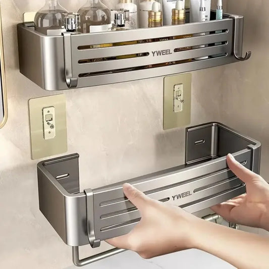 Aluminum Bathroom Shelves Wall Towel Rack Mounted Shower