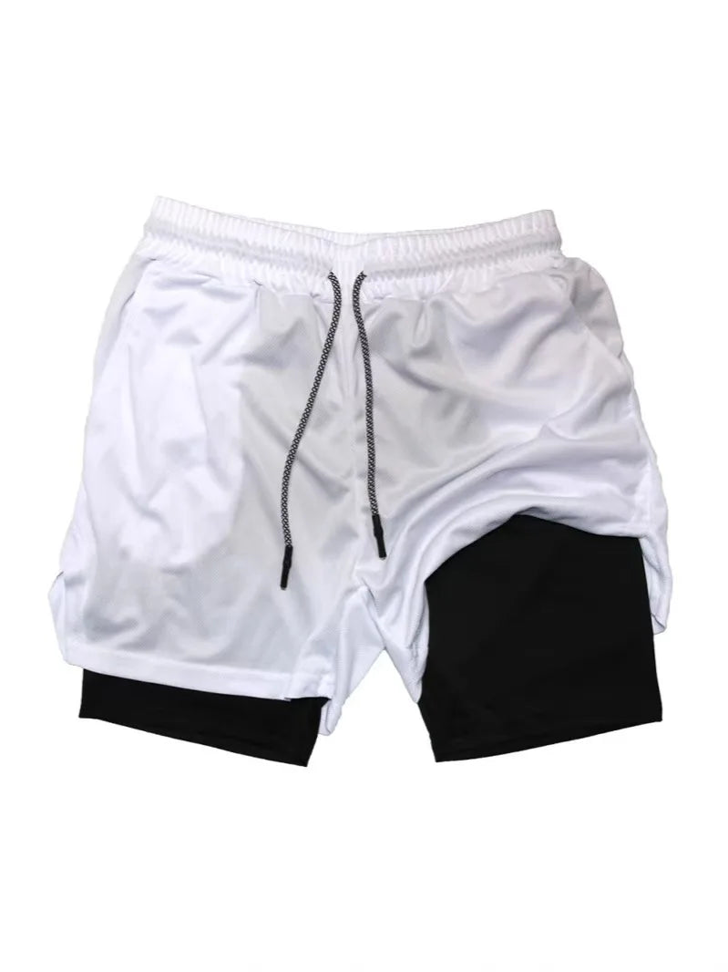 Men Summer Breathable 2-In-1 Double-Layer Compression Shorts