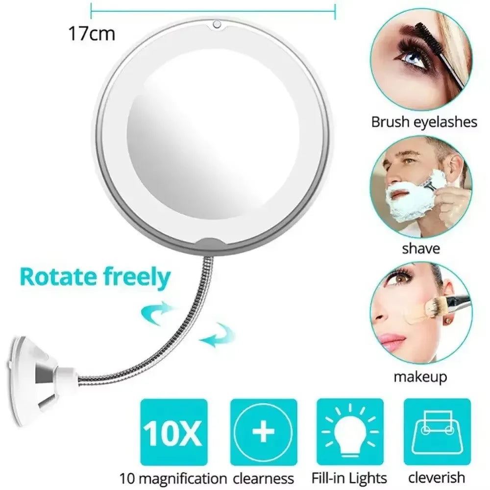 360 Degree Rotation Makeup Mirror 10x Magnifying Wall-Mounted