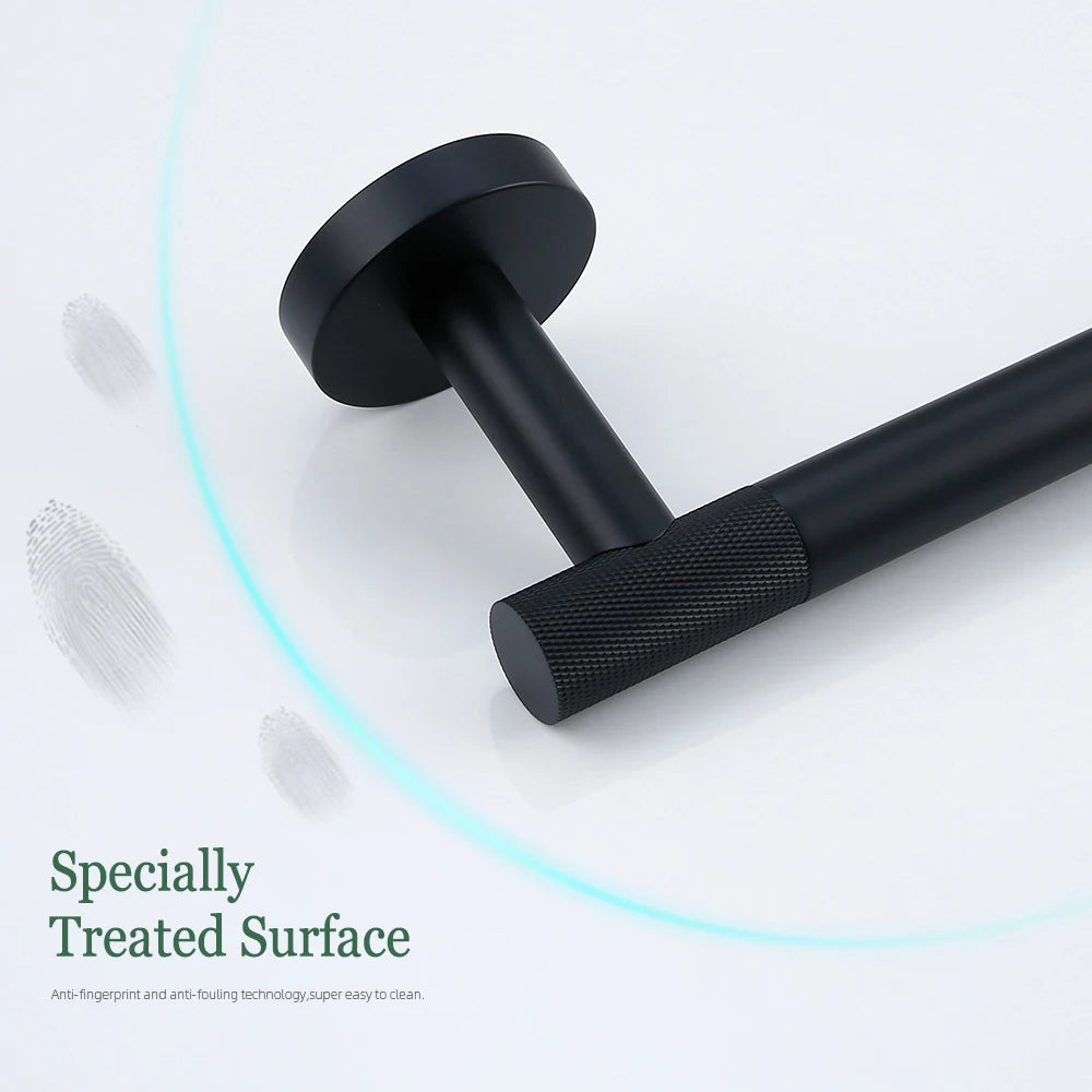 Black Bathroom Brass Knurled Kit Paper Holder Towel
