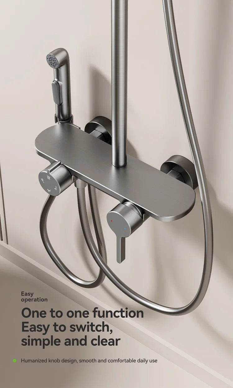 Four Ways Water Outlet Shower System Rainlfall Pressurized