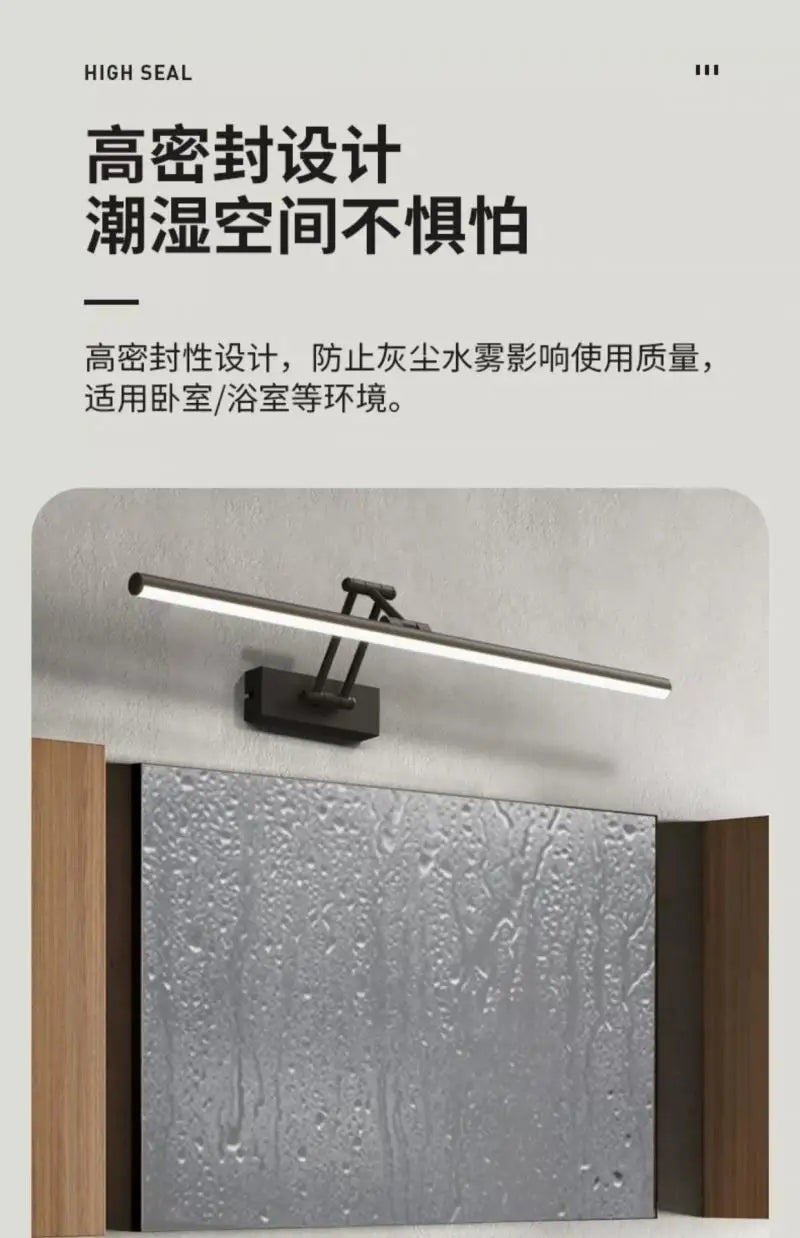 Modern Bathroom Mirror Wall Lamp Foldable Black/White Bedroom