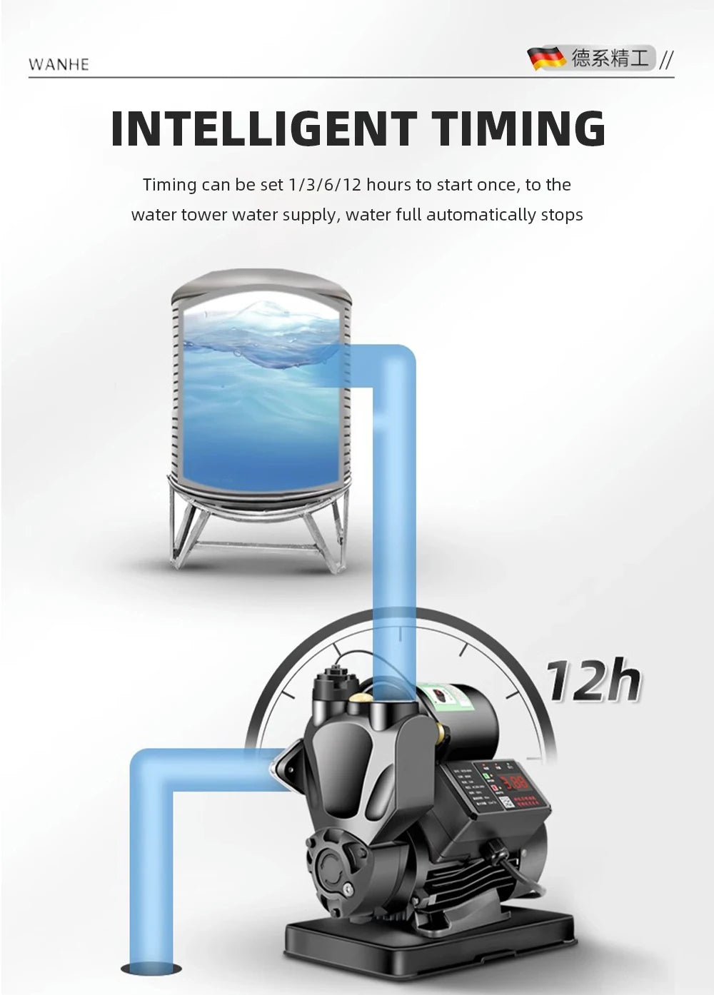 220v Digital Display Booster Pump Automatic Tap Water