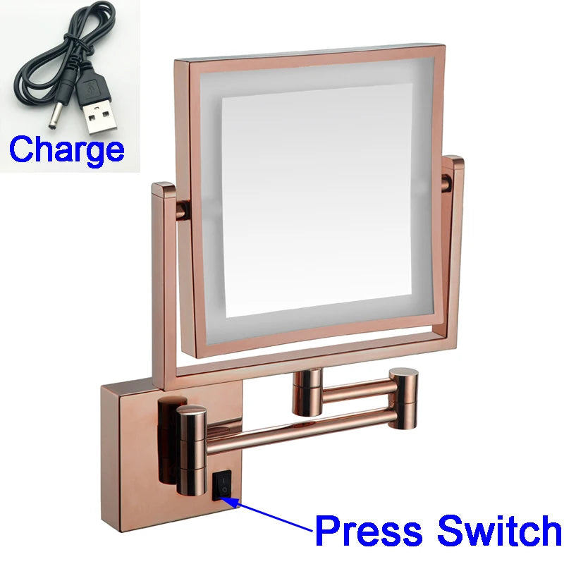 Magnifying Bathroom Mirror Hunnise Quality Brass Gold Hotel