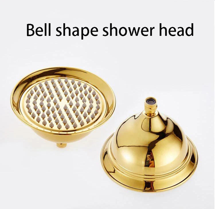 Brass Jade Shower Faucet Wall Mount Rose Gold