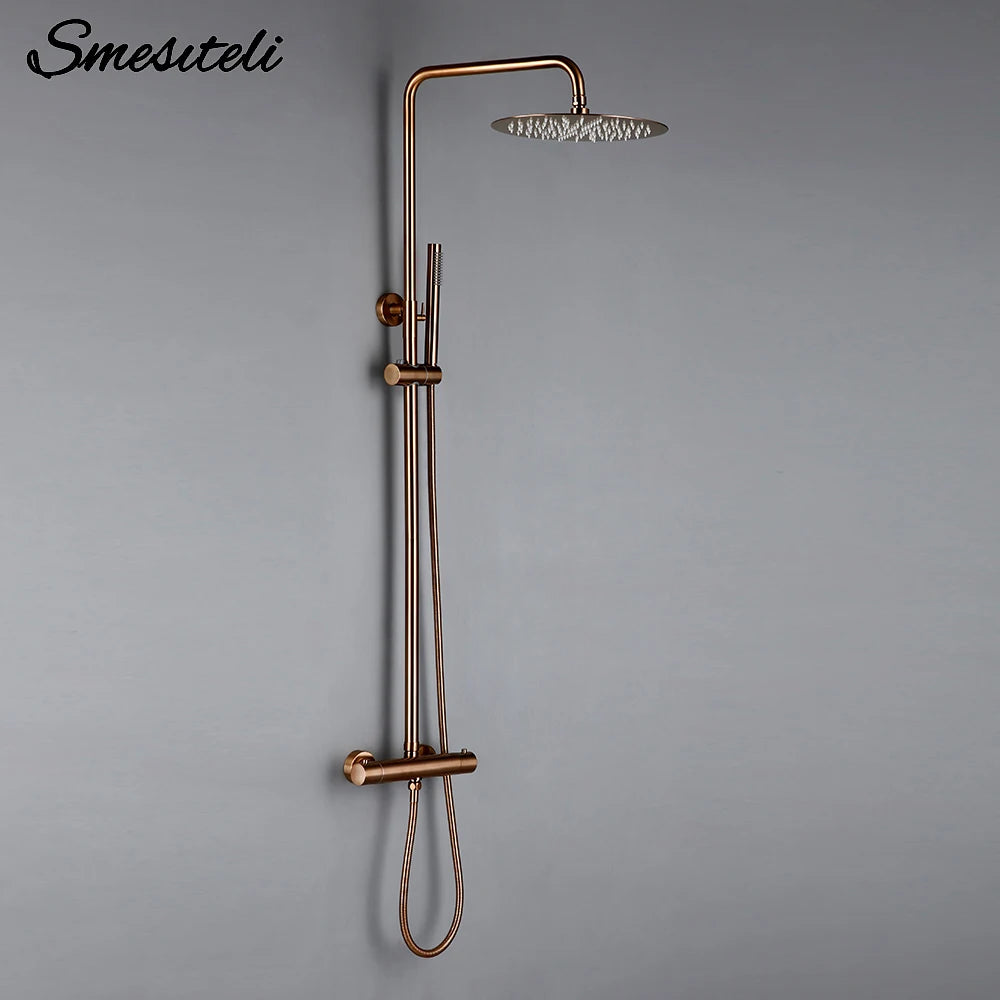 Thermostat Mixer Shower Wall Mount Bathroom Faucet Diverter
