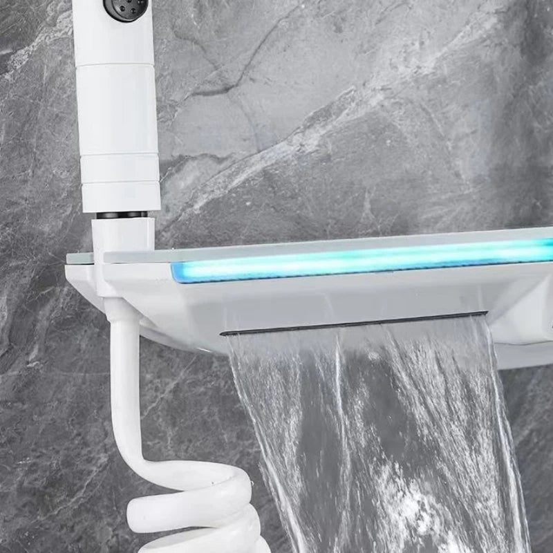 Upgrade White Bathroom Shower Led Display Piano Keys