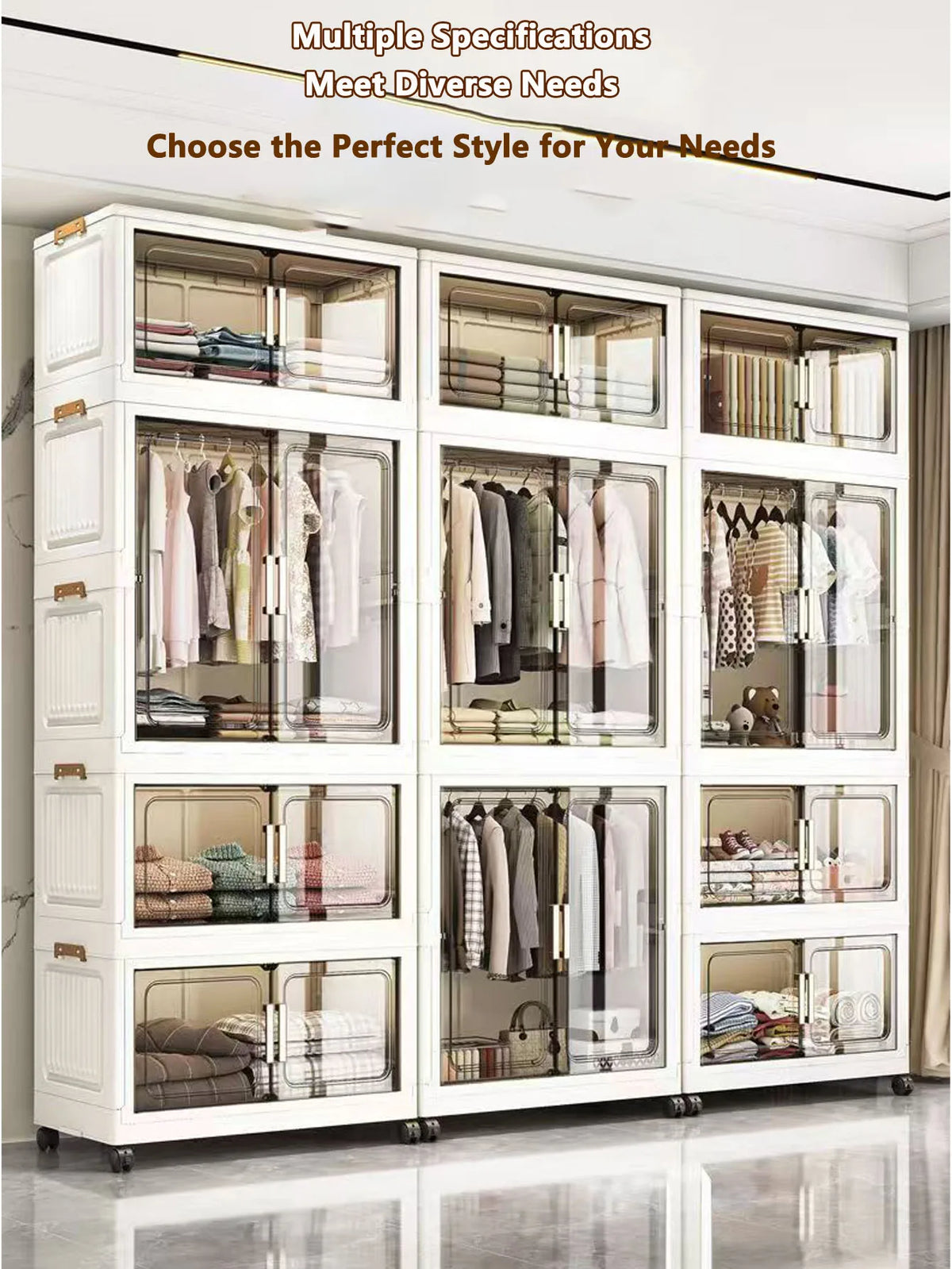 Multi-Functional Folding Storage Cabinet Doors White/Black/Gray