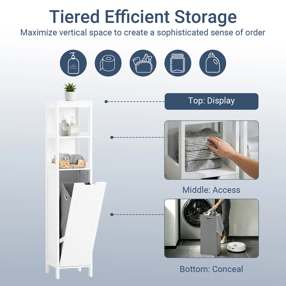 Sobuy Bzr123-W High Wardrobe Fold-Out Laundry Bag Bathroom
