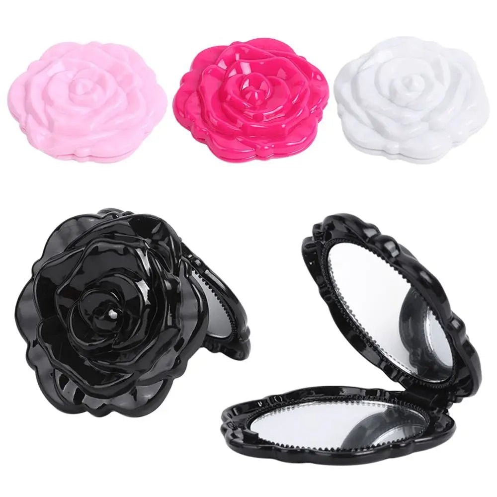 Double-Sided Rose Flower Makeup Mirror Handheld Convenient Mini