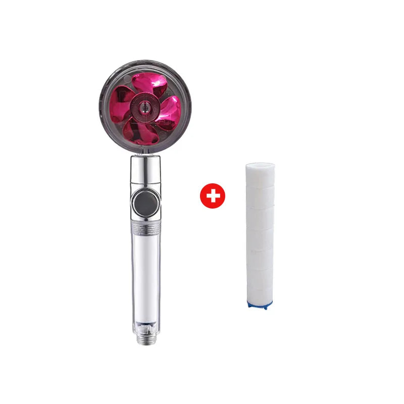 Powerful Pressurized Shower Fan Filter Showerhead One Touch