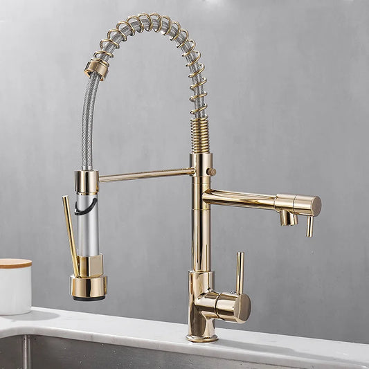 Gold Stainless Steel Faucet Cold Water Mixers Hole