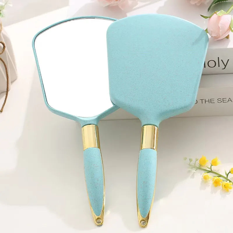 Lady Handheld Makeup Mirror Cosmetic Retro Mirror Spa