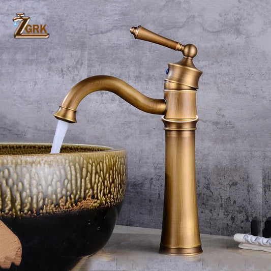 Zgrk Basin Faucets Antique Brass Sink Faucet Handle