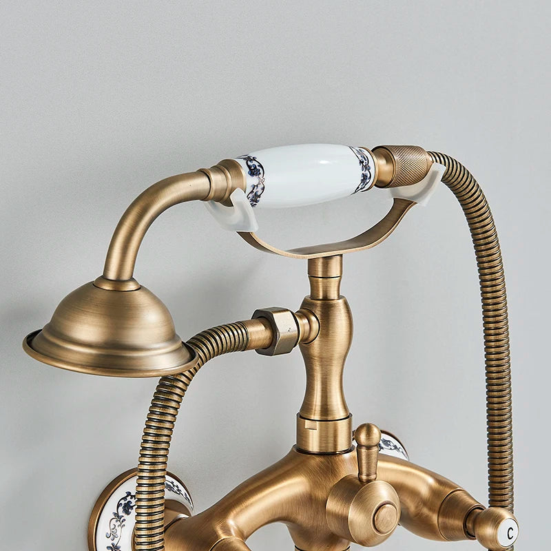 Retro European Bathtub Shower Faucet Handled Handshower Ceramics