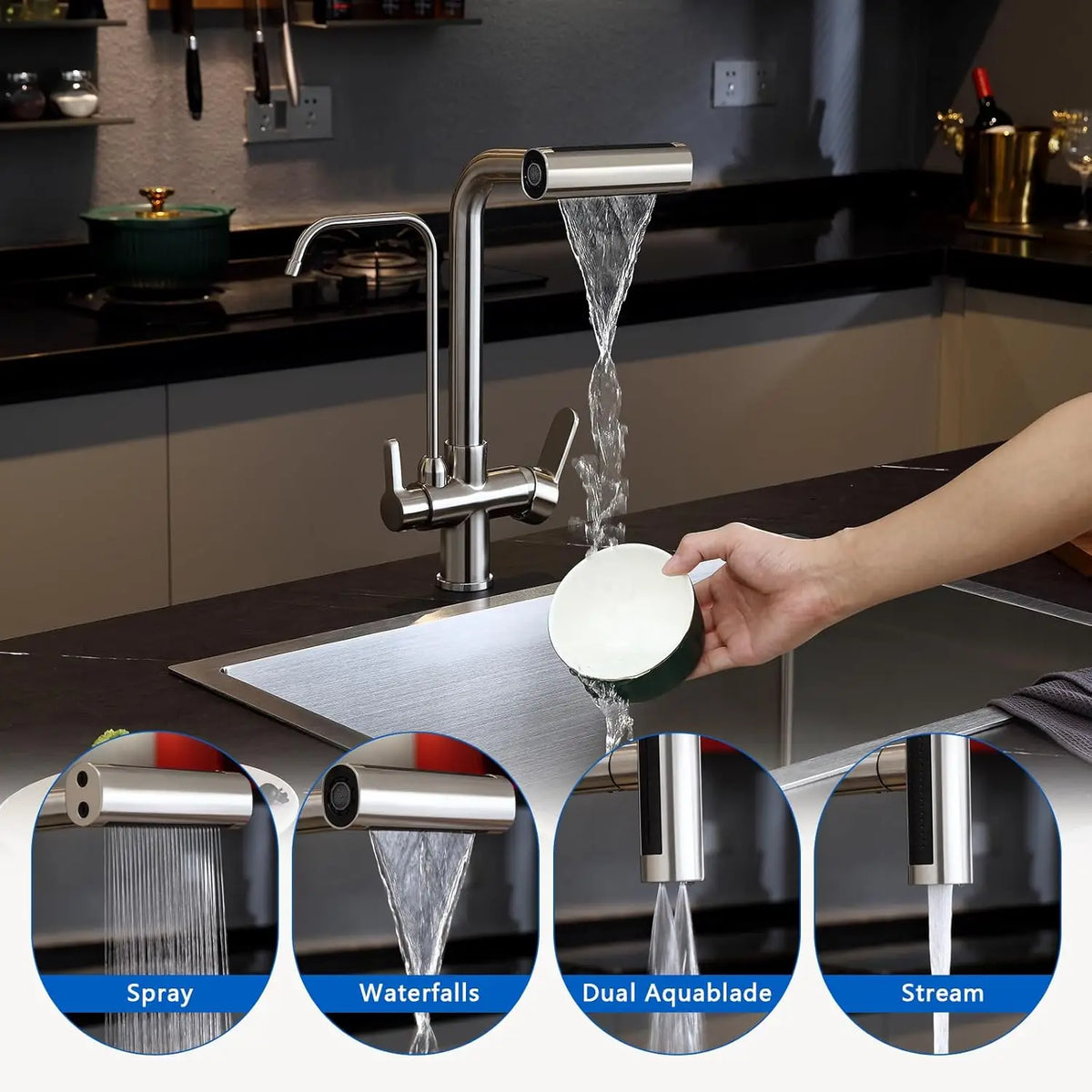 Waterfall Touch On Filter Faucets Brass Cold Pull