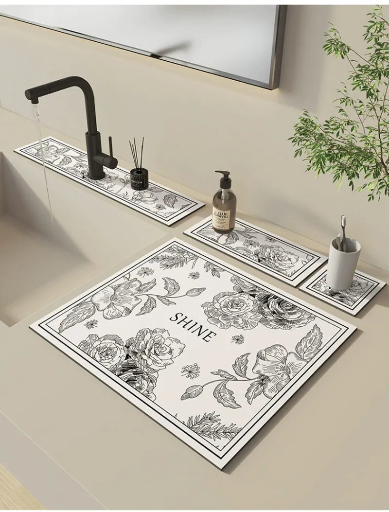 Sink Faucet Mat Drain Pad Absorbent Bathroom Splash