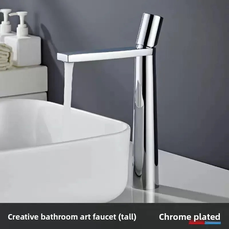 Elegant Black Handle Bathroom Faucet - Stainless Steel