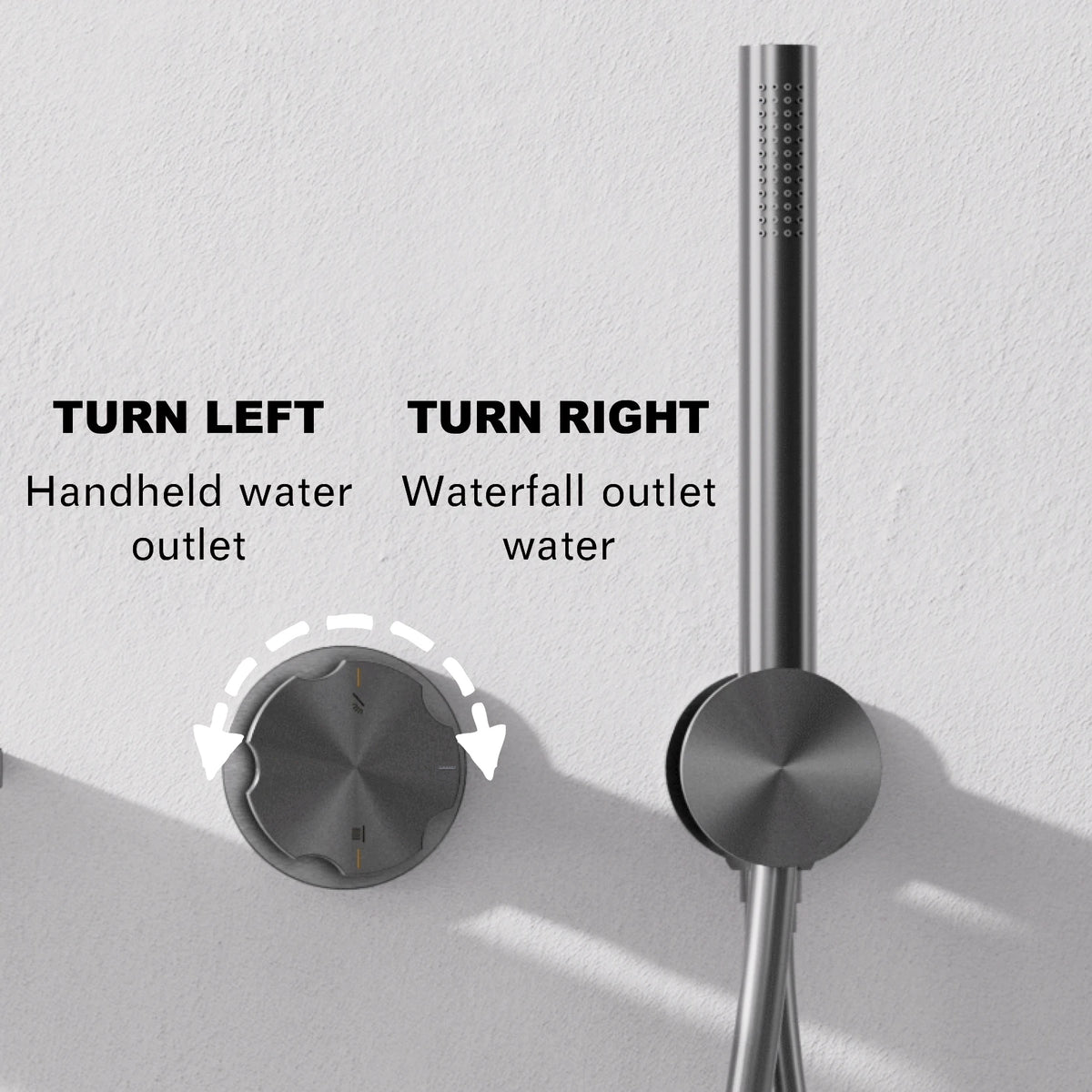 Minimalist Design Gun Grey Brass Wall-Mounted Concealed Bathtub