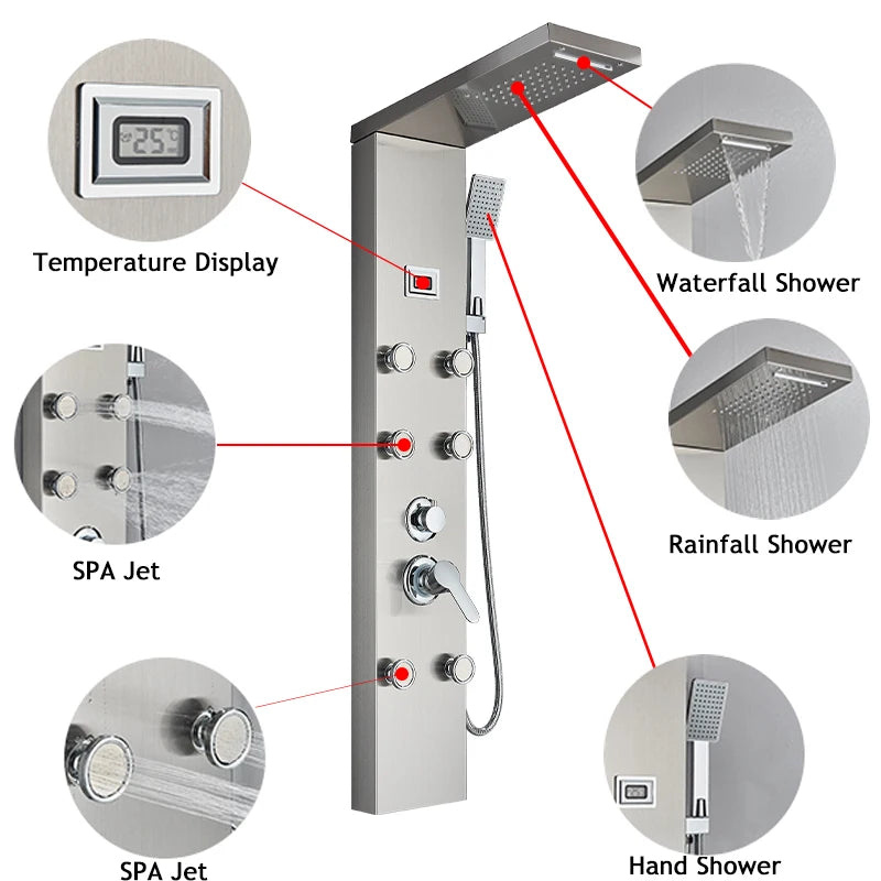 Led Shower Panel Digital Display Shower Faucet System