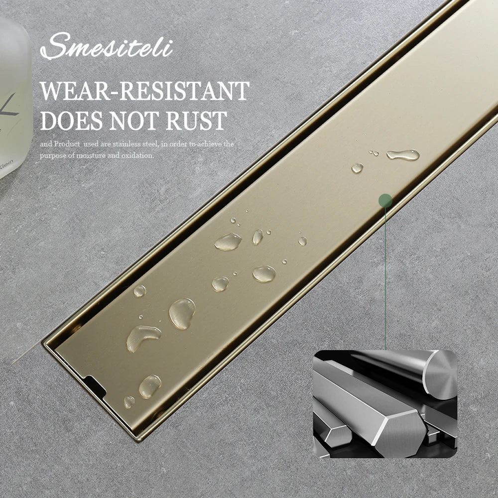Bathroom Floor Drain Invisible Brushed Gold Shower Drain