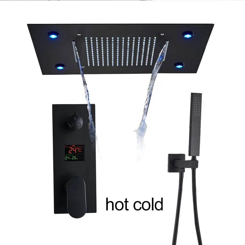 Black Ceiling Canopy Bathroom Shower Faucet Cold Mixer