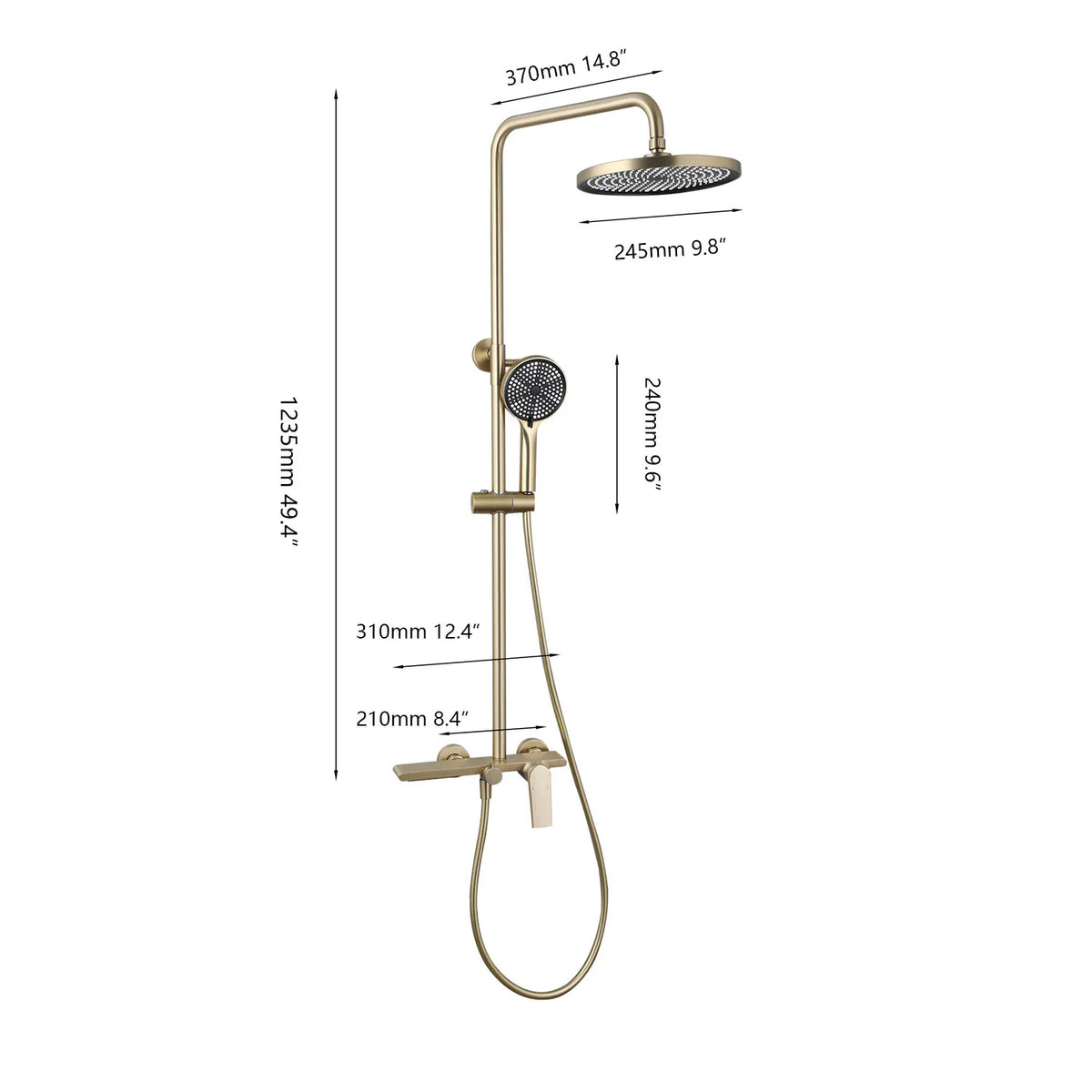 Kemaidi Brushed Gold Shower System Bathroom Shower Faucet