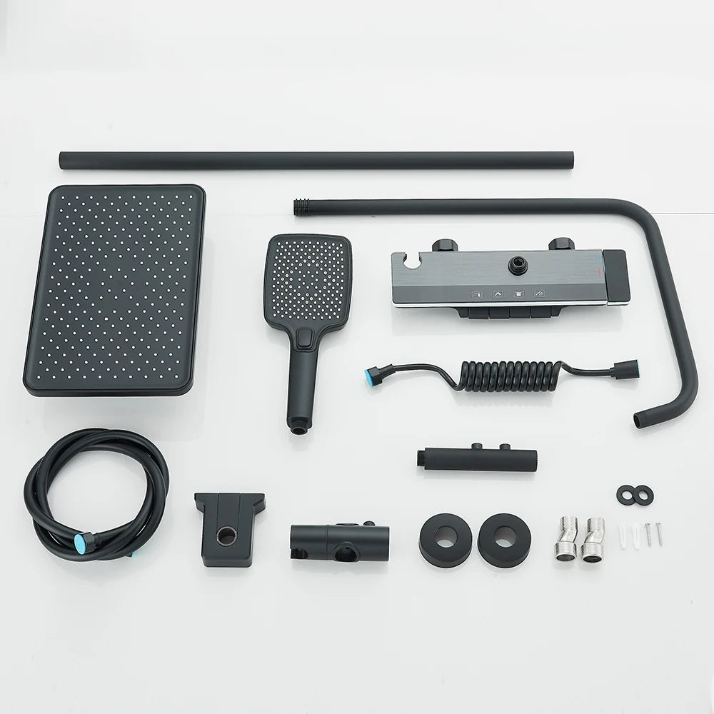 Black Lcd Display Screen Shower Faucet Bathroom Cold